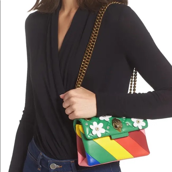 Kurt Geiger London Mini Kensington Leather Floral Rainbow Crossbody Bag - Picture 10 of 10
